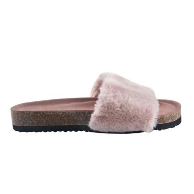 China Customized Fur Lit Patterns Cork Women Sandals Slipper for sale