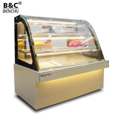 China Marble + Tempered Glass Bakery Single Arch Marble Glass Cake Display Fridge for sale