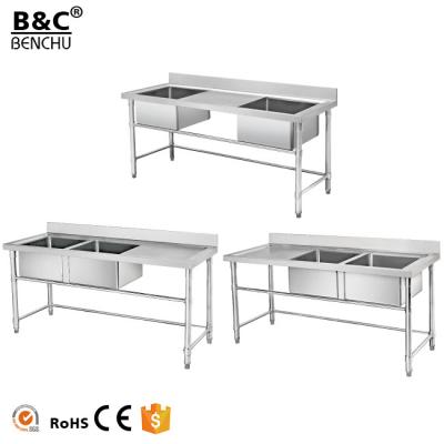 China Without Faucet 201 Double Material Commercial Kitchen Sinks for sale