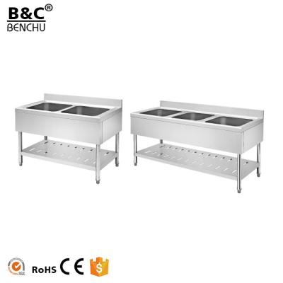 China Without Faucet Freestanding Kitchen Sink , Double Bowl Sink Bench With Liner for sale