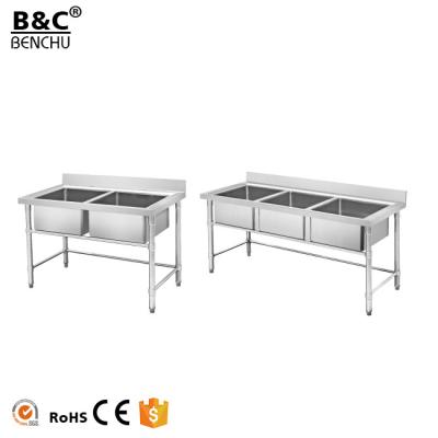 China Without Faucet European Style Kitchen Wash Sink Table, Economy Triple Bowl Sink Work Bench for sale