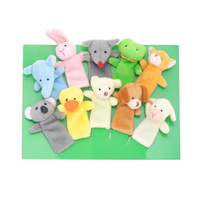 China Cartoon Toy Yard Soft Plush Baby Finger Puppet Animal Set for sale