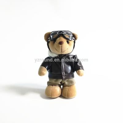 China Gift Pilot Plush Toy Army Aviator Personalized Teddy Bear With Goggles Toy for sale