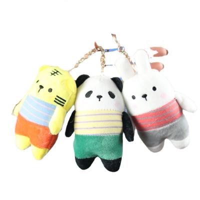 China Cute Gift Little Rabbit Plush Toy Cartoon Tiger Doll Panda Doll School Bag Pendant Key Chain for sale