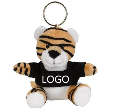 China Key Cartoon Toy Lovely 10cm Plush Tiger Chain Toy With Custom T-shirt Logo for sale