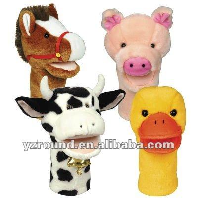 China Large Plush Mouth Farm Puppet Pig Cow Duck Horse Hand Puppet for sale