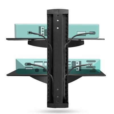 China Easy installation factory wholesale glass component wall mount floating shelf dvd av wall shelf for sale