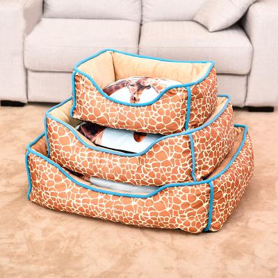 China Giraffe Print Dog Bed Pad Breathable Dog Bed Cushion Tear Free Removable Washed Non Slip Dog Bed Pet for sale