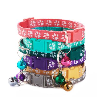 China Hot Sale Padded Dog Footprints Dog Collar Cat and Dog Bell Cat Collar for sale