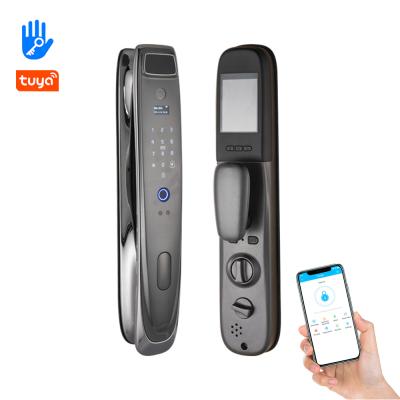 China Tuya WiFi App Facial Recognition Door Lock Smart Biometric Fingerprint Door Handle Digital Keyless Lock MS1288 for sale