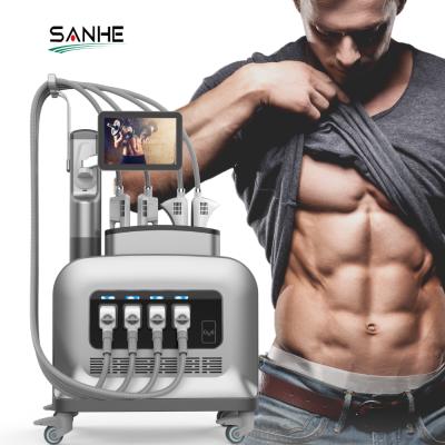 China Weight Loss SANHE Vertical Electric Muscle Stimulator EMS Electromagnetic Muscle Building Machine with Four Handles for sale