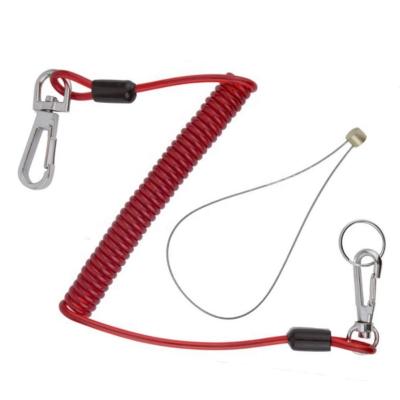 China 10kg Max Load Spring Coil Tool Industrial Lanyard with Carabiner Swivel on Both Ends for sale