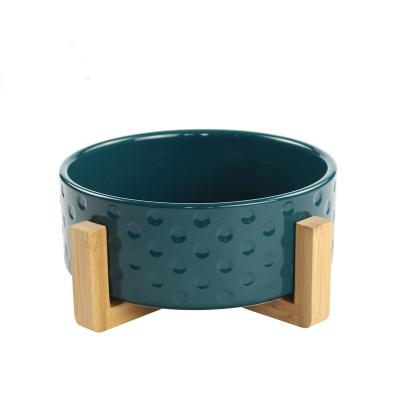 China Multi Viable Luxury Marble Colors Wooden Frame Dog Bowl Marble Feeder Ceramic Pet Cat Dog Bowl Marble Feeder Bowls For Dogs for sale