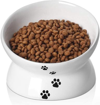 China Sublimation Viable Porcelain Cat Food Slow Feeder Pet Ceramic Cat Bowl Ceramic Dog for sale