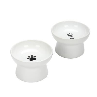 China Wholesale Sustainable Portable Cat Food Bowls Pet Non-slip High Ceramic Bowl for sale