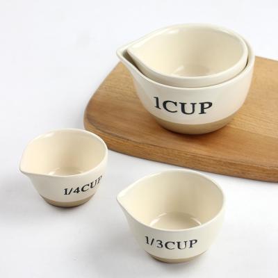 China Kitchen Sustainable 4-Piece Measuring Jug Set Cooking Ingredients Measuring Table Cups Ceramic Measuring Cups Manufacturing Supplier for sale