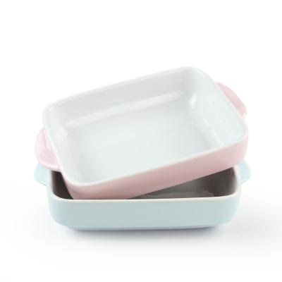 China Sustainable Lasagna Rectangular Casserole Dish Custom Pan Bakeware Set Ceramic Baking Dish for sale