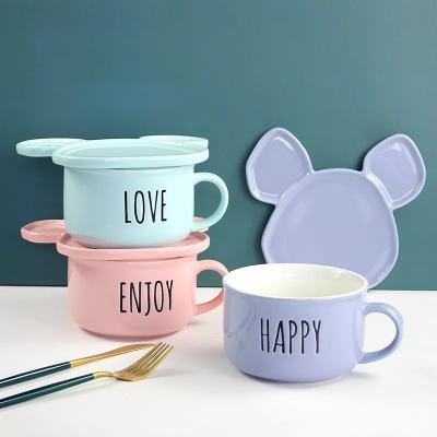 China Wholesale Viable Ceramic Restaurant Noodle Soup Kitchen Bowls Cute Cartoon Bowls Dish Set Manufacturing Supplier for sale