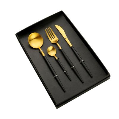 China Sustainable Custom Rose Gold Stainless Steel Vintage Reusable Cutlery Set Promotion Western Restaurant Cutlery Set for sale