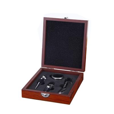 China Durable Custom Wine Opener Keepsake Blank Wooden Box Gift Set Corkscrew Bottle Opener Kit for sale