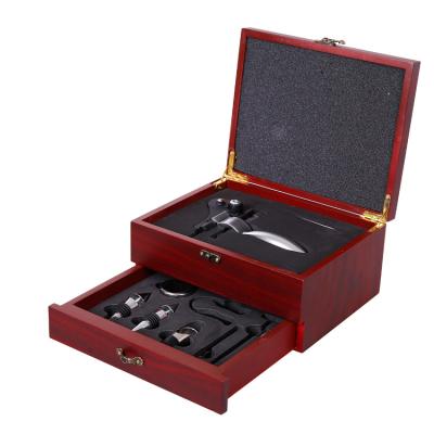 China Multifunctional Viable Metal Rabbit Head Shape Corkscrew Opener Set Wine Bottle Opener Luxury Zinc Alloy Wooden Gift Box Set for sale