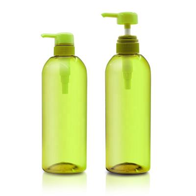 China Cosmetic Empty Lotion Plastic Bottles Set 600ml Round OEM Custom Luxury Green Plastic Bottles Packaging PET Cosmetic Toner Bottle for sale