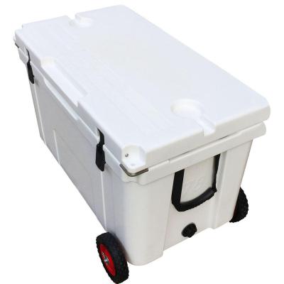 China OEM 100l Waterproof Collapsible Cooler Box Insulated Waterproof Cooler Box With Wheel With Outdoor Camping Portable Food Lunch Cooler Box for sale