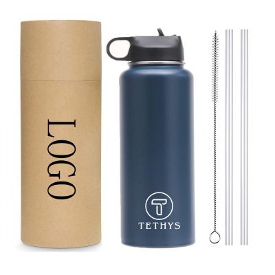 China Tethys Stocked 2Liter Insulated Stainless Steel Water Bottle With Straw Vacuum Insulated Sport Thermos 32oz Stainless Steel Water Bottle for sale