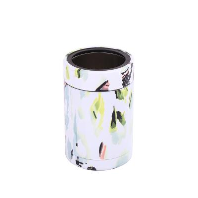 China Viable 4 In 1 12oz Drink Cooler Can With Two Lids Universal White Can Cooler Stainless Steel Box Cooler for sale