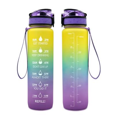 China Free Custom Gym Tethys 32oz 1l Tritan Bpa Free Sports Gym Motivational Plastic Water Bottle Gallon With Straw Time Marker Custom Logo for sale