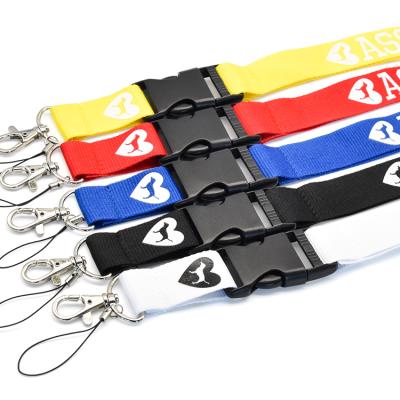 China Promotional Gift Both Sides Printed Double Layers Adjustable Length Clip Plain Plain Lanyard With Silk Screen Printing for sale