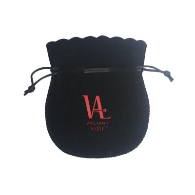 China Custom Eco-Friendly Logo Small Black Packaging Velvet Pen Sunglass Jewelry Drawstring Pouch Bag for sale