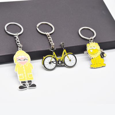 China Fashion Metal Key Chain Custom Cartoon Character Enamel Bicycle Animal Key Ring Promotion Gift Metal Key Chain for sale