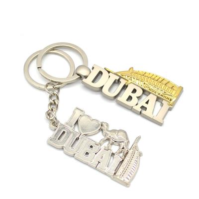 China Metal Color Plating Souvenir Key Chain Dubai Key Chain For Promotional Gifts for sale