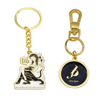 China Custom wholesale personal keychains zinc alloy round silver gold enamel metal keychains for promotion for sale