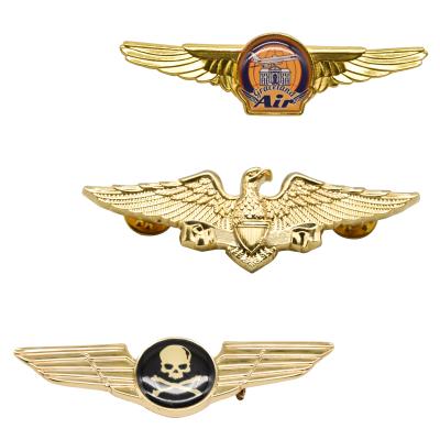 China Europe Factory Price Cheap Logo Wings Lapel Pin Custom High Quality Epoxy Printing Badge for sale