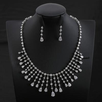 China FASHIONABLE 3 Pcs/Set Necklace Earring Bracelet Wedding Jewelry Set Fashion Bride Zircon Necklace for sale