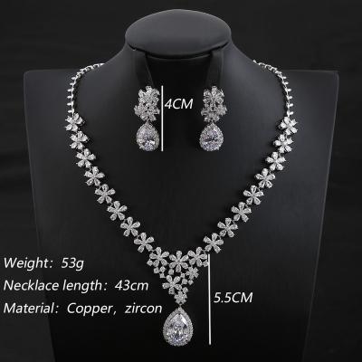 China CLASSIC Fashion Zircon Drop Earring Wedding Jewelry Bridal Zircon Necklace Choker Set for sale