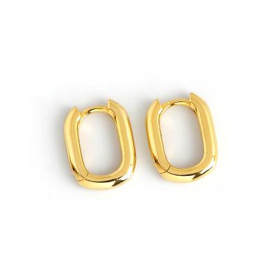 China ALLOY Minimalism Retro Geometric Circle Earrings Oval S925 Sterling Silver Gold Plated Earrings for sale