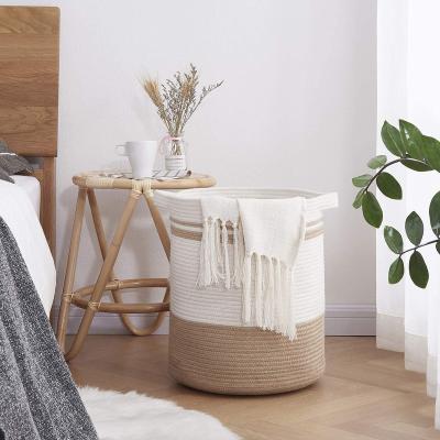 China XXL Sustainable Cotton Rope Woven Large Storage Knitted Blanket Basket For Laundry for sale