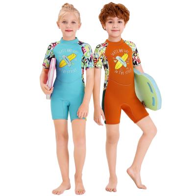 China Antibacterial Gathered Ruched Short Sports Swimsuit UPF 50+ Sun Protection Sports Swimsuit Kid Water Guard One Piece Skirt Boys Girls Swimwear for sale