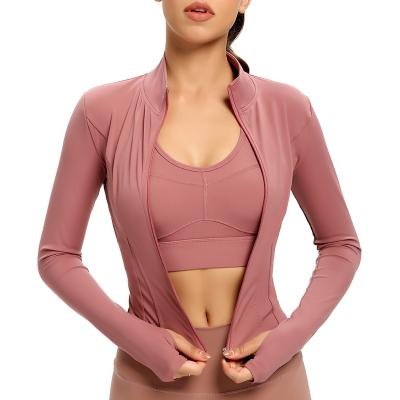 China QUICK DRY Women's Full Zipper Yoga Workout Lightweight Track Jackets Sporty Running Jacket Top With Thumb Holes for sale