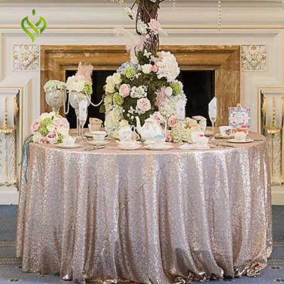 China Waterproof Round 120 Glitter Sequin Table Cloth For Wedding Hotel Banquet Wedding Table Decoration Embroidery Table Cloth for sale