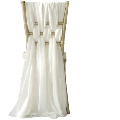 China Disposable chiavari party ruffle chiffon chair cover sash spandex chair sash band for wedding decoration for sale