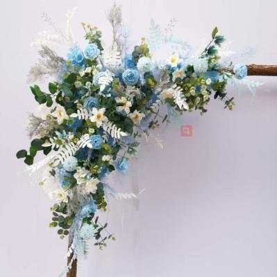 China Natural touch flower row triangular wedding arches artificial silk flowers for background decoration for sale