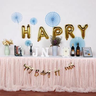 China Home Accessories Mesh Tulle Tableware Tablecloth For Table Skirt TU TU Tulle Plain Wedding Party Elastic Table Decoration for sale