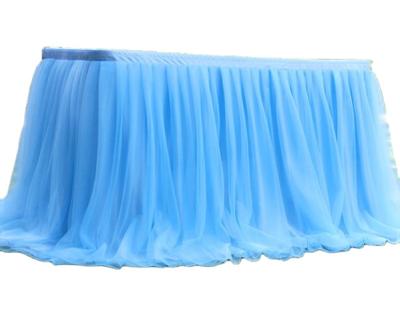 China High Quality Plain Factory Direct Rectangular Fancy Table Tulle Tutu Table Skirt For Wedding Party Decoration for sale