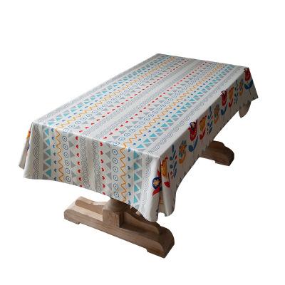 China Manufacturer Washed Linen Cotton Waterproof Printing Tablecloth For Home Decor for sale