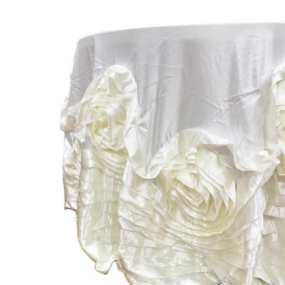 China American Style Round Table Decoration Banquet Luxury Wedding Embroidered Rosette Flower Tablecloth Table Cover for sale