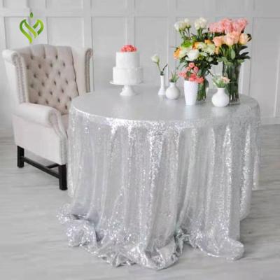 China Wholesale Waterproof Fish Scale Sequin Embroidery Table Cloth Table Cover For Wedding Event Decoration Supplies for sale